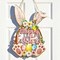 Wooden Easter Bunny Wreath – Hollow Bunny Door Sign with Flowers & Eggs, Spring Front Door & Wall Decor, Indoor & Outdoor
